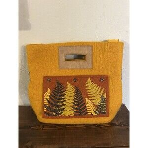 Fibres of Life Mustard Yellow Felted Wool Hand Made Artisan Tote Bag NWT